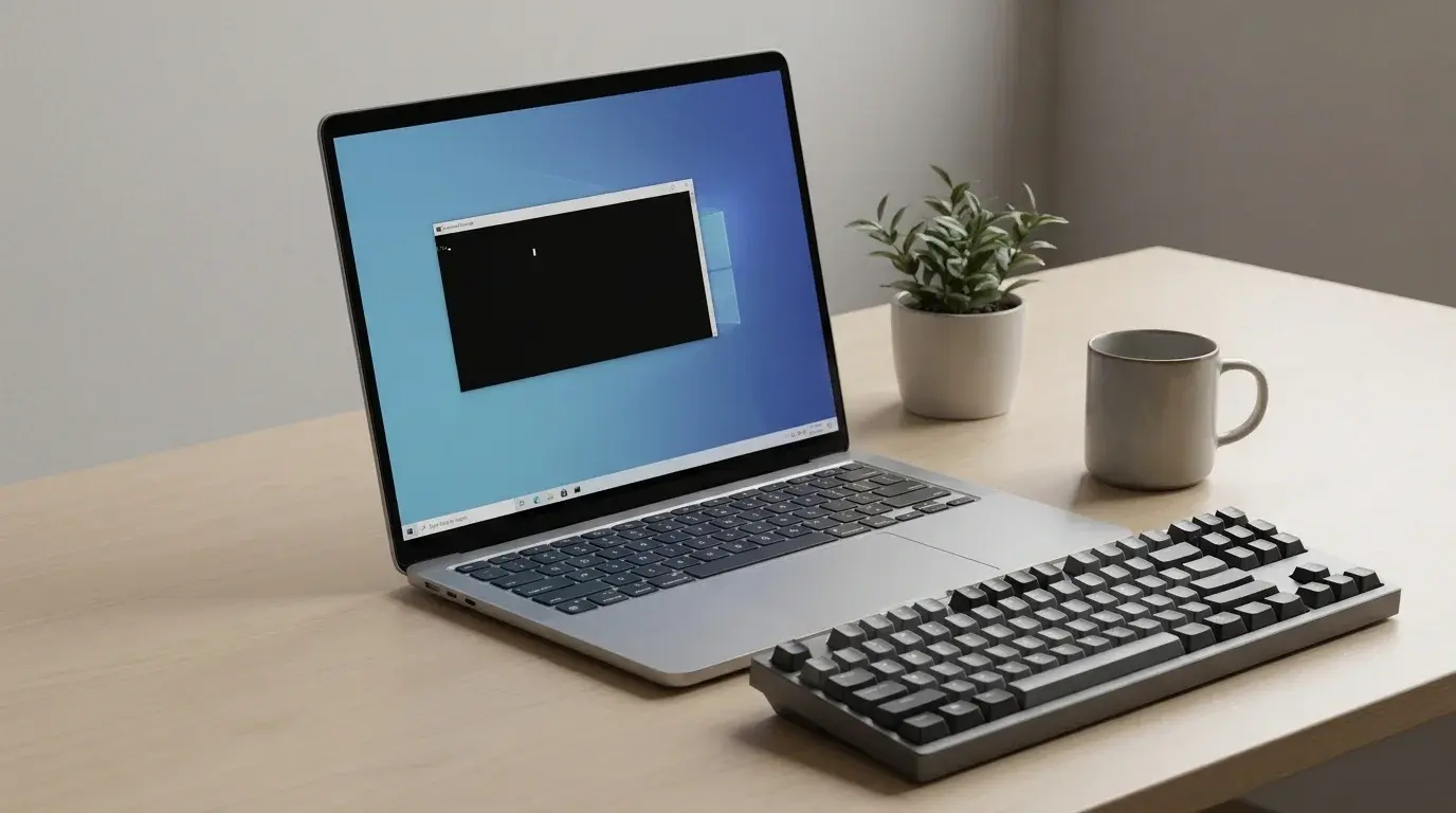A computer keyboard beside a Windows 11-style laptop, illustrating troubleshooting for a keyboard that is not responding