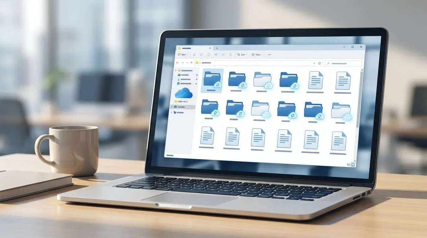 Windows 11 File Explorer showing a synced SharePoint document library under an organization account