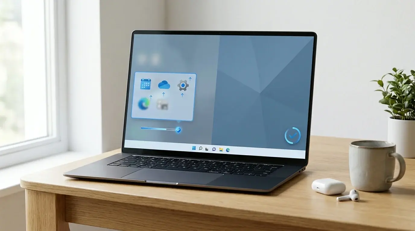 A Windows-inspired laptop desktop with a clean startup-app management view