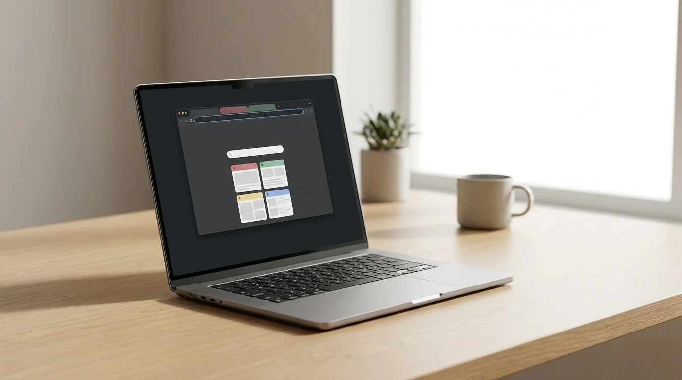 Laptop displaying a Chrome browser window for a desktop browser performance guide