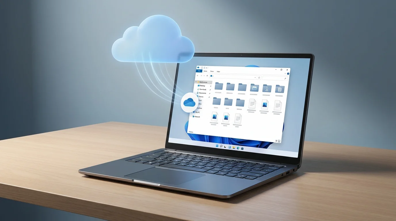 Windows 11 laptop with File Explorer open to a OneDrive folder