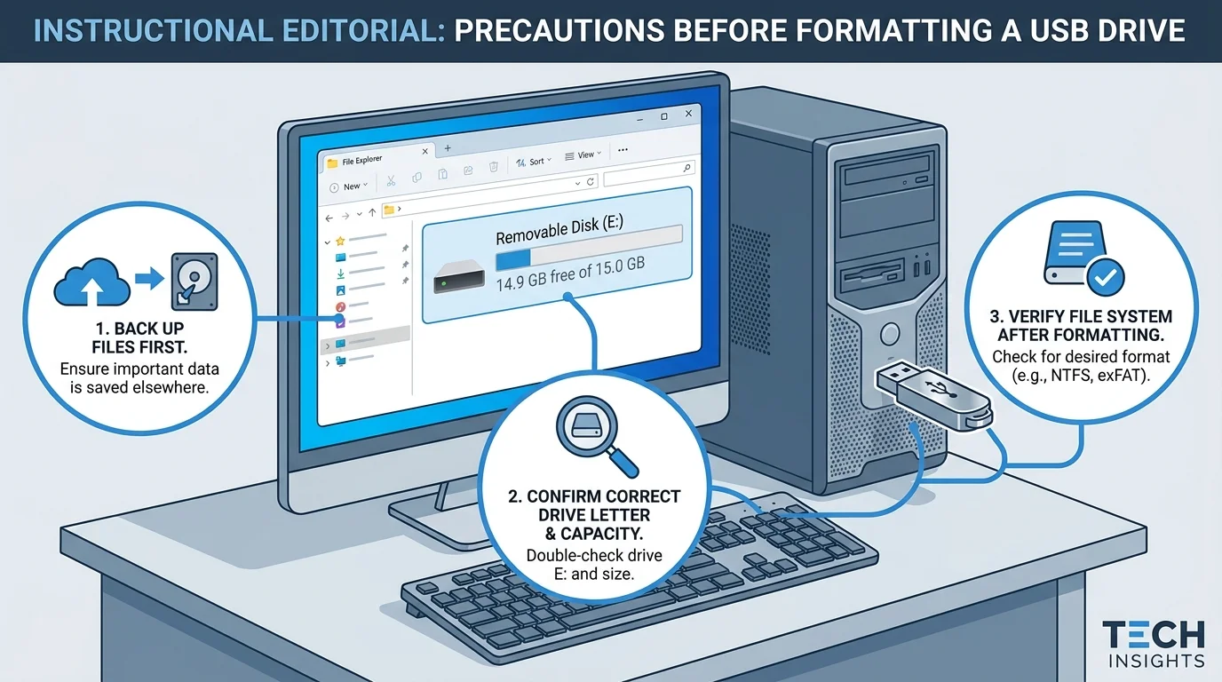 USB flash drive being checked in Windows File Explorer before formatting